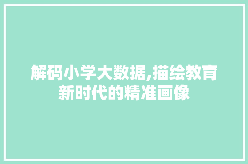 解码小学大数据,描绘教育新时代的精准画像 必应SEO