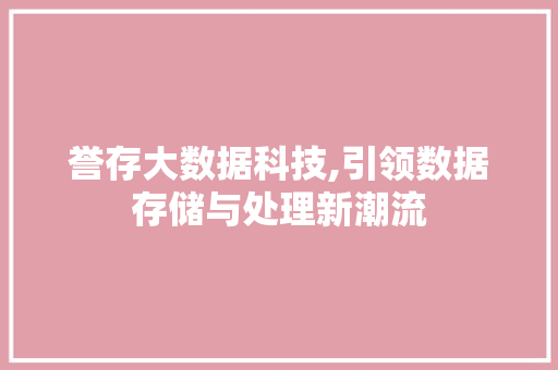 誉存大数据科技,引领数据存储与处理新潮流 必应SEO