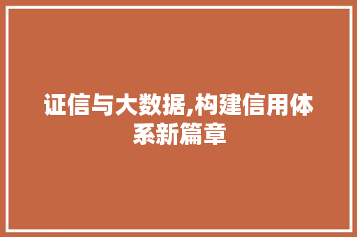 证信与大数据,构建信用体系新篇章 百度SEO