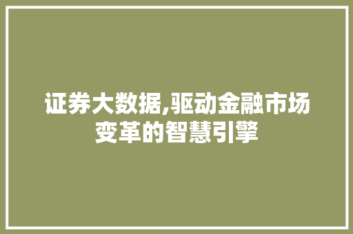 证券大数据,驱动金融市场变革的智慧引擎 必应SEO