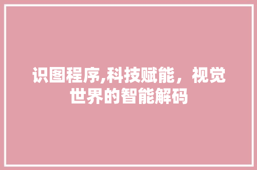 识图程序,科技赋能，视觉世界的智能解码 搜狗SEO