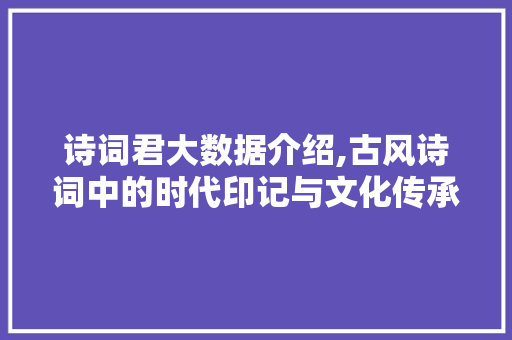 诗词君大数据介绍,古风诗词中的时代印记与文化传承 必应SEO