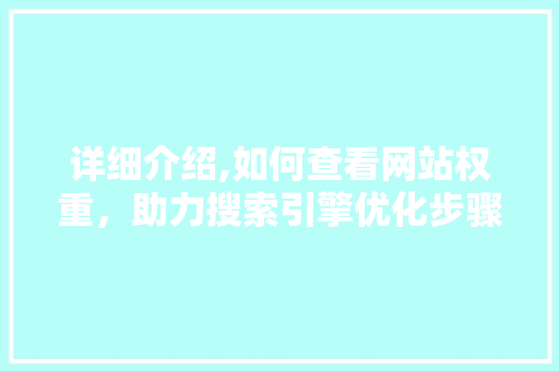 详细介绍,如何查看网站权重，助力搜索引擎优化步骤