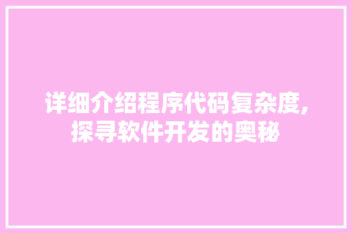 详细介绍程序代码复杂度,探寻软件开发的奥秘 必应SEO