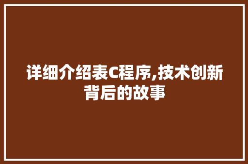 详细介绍表C程序,技术创新背后的故事 GoogleSEO