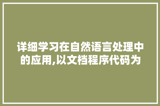 详细学习在自然语言处理中的应用,以文档程序代码为例 GoogleSEO