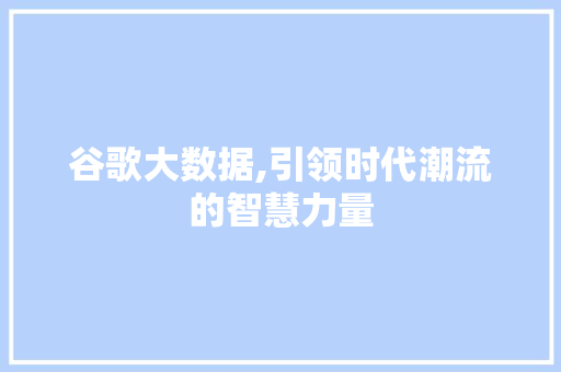 谷歌大数据,引领时代潮流的智慧力量 GoogleSEO