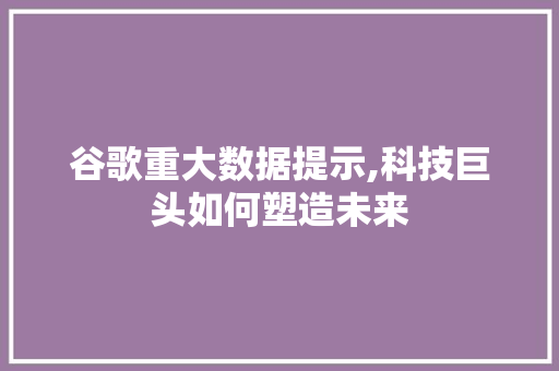 谷歌重大数据提示,科技巨头如何塑造未来 GoogleSEO