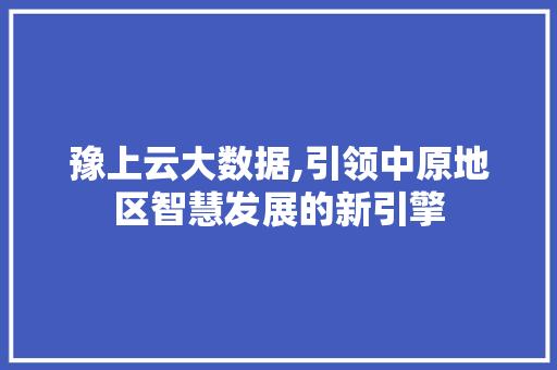 豫上云大数据,引领中原地区智慧发展的新引擎 百度SEO