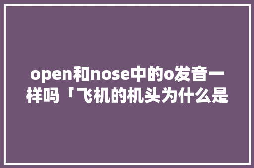 open和nose中的o发音一样吗「飞机的机头为什么是尖的」 open和nose中的o发音一样吗「飞机的机头为什么是尖的」 GoogleSEO