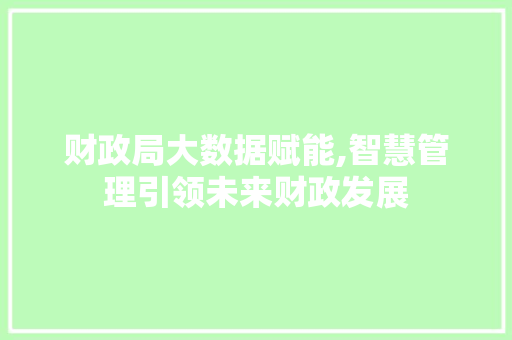 财政局大数据赋能,智慧管理引领未来财政发展 搜狗SEO