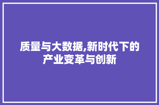 质量与大数据,新时代下的产业变革与创新 GoogleSEO
