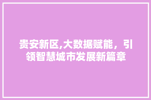 贵安新区,大数据赋能，引领智慧城市发展新篇章 搜狗SEO