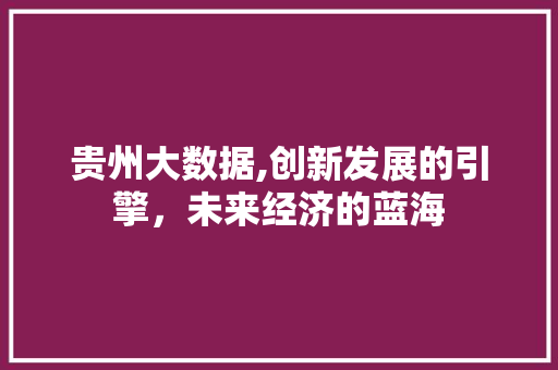 贵州大数据,创新发展的引擎，未来经济的蓝海 百度SEO