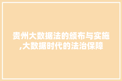 贵州大数据法的颁布与实施,大数据时代的法治保障 神马SEO