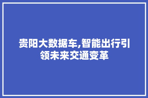 贵阳大数据车,智能出行引领未来交通变革 搜狗SEO