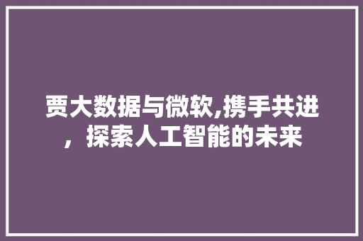 贾大数据与微软,携手共进，探索人工智能的未来 必应SEO