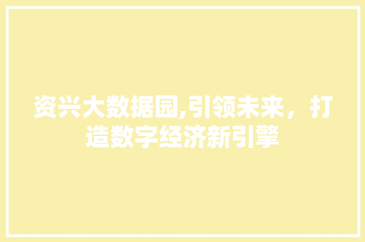 资兴大数据园,引领未来，打造数字经济新引擎 百度SEO