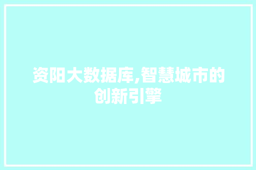 资阳大数据库,智慧城市的创新引擎 搜狗SEO