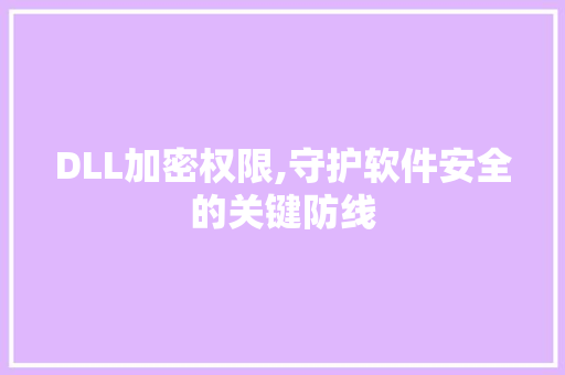 DLL加密权限,守护软件安全的关键防线 搜狗SEO