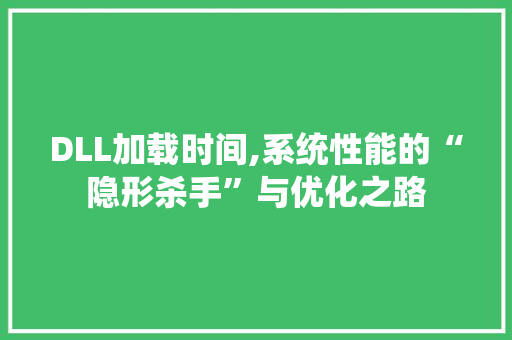 DLL加载时间,系统性能的“隐形杀手”与优化之路 GoogleSEO