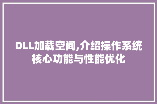 DLL加载空间,介绍操作系统核心功能与性能优化 GoogleSEO