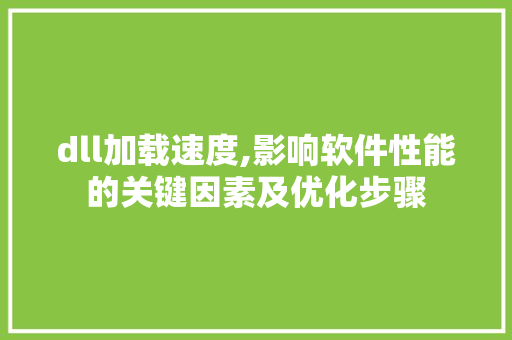 dll加载速度,影响软件性能的关键因素及优化步骤 必应SEO