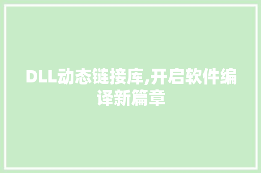 DLL动态链接库,开启软件编译新篇章 GoogleSEO
