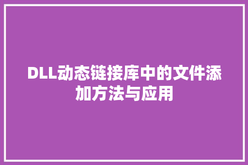 DLL动态链接库中的文件添加方法与应用 百度SEO
