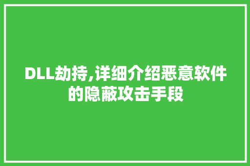DLL劫持,详细介绍恶意软件的隐蔽攻击手段 GoogleSEO