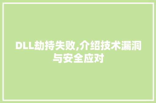 DLL劫持失败,介绍技术漏洞与安全应对