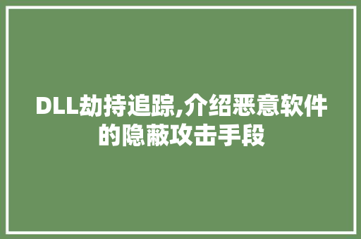 DLL劫持追踪,介绍恶意软件的隐蔽攻击手段 百度SEO