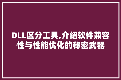 DLL区分工具,介绍软件兼容性与性能优化的秘密武器 GoogleSEO