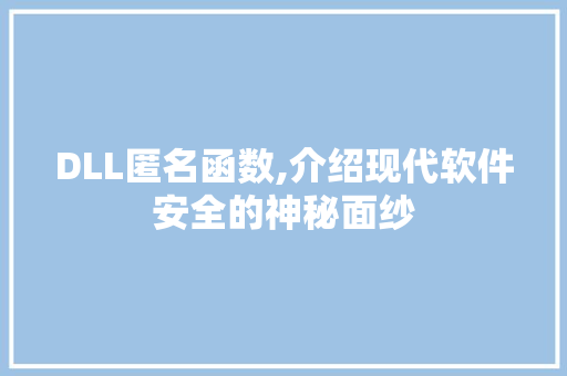 DLL匿名函数,介绍现代软件安全的神秘面纱 神马SEO