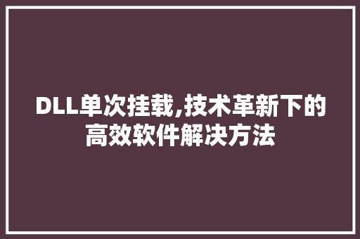 DLL单次挂载,技术革新下的高效软件解决方法 神马SEO