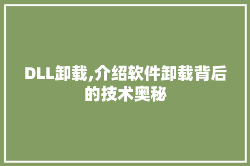 DLL卸载,介绍软件卸载背后的技术奥秘 神马SEO