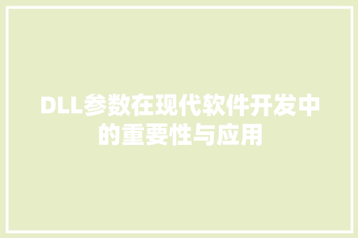 DLL参数在现代软件开发中的重要性与应用 神马SEO