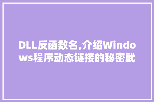 DLL反函数名,介绍Windows程序动态链接的秘密武器 神马SEO