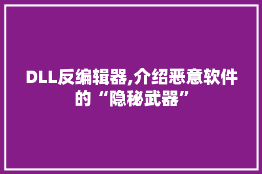 DLL反编辑器,介绍恶意软件的“隐秘武器”