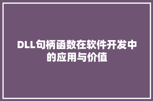 DLL句柄函数在软件开发中的应用与价值 必应SEO
