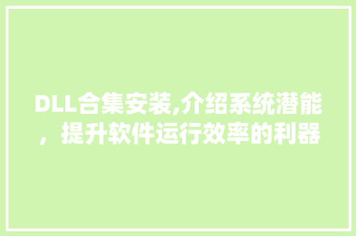 DLL合集安装,介绍系统潜能，提升软件运行效率的利器