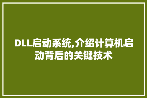 DLL启动系统,介绍计算机启动背后的关键技术