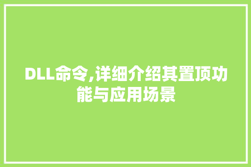 DLL命令,详细介绍其置顶功能与应用场景 神马SEO
