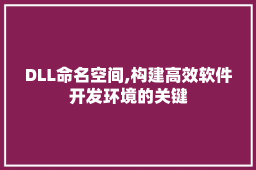 DLL命名空间,构建高效软件开发环境的关键