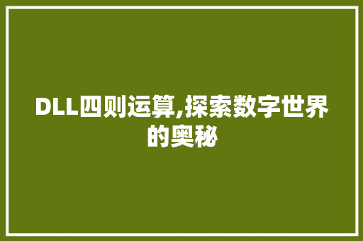 DLL四则运算,探索数字世界的奥秘