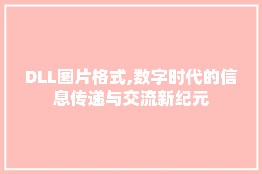 DLL图片格式,数字时代的信息传递与交流新纪元 GoogleSEO
