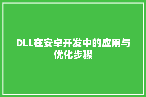 DLL在安卓开发中的应用与优化步骤 必应SEO