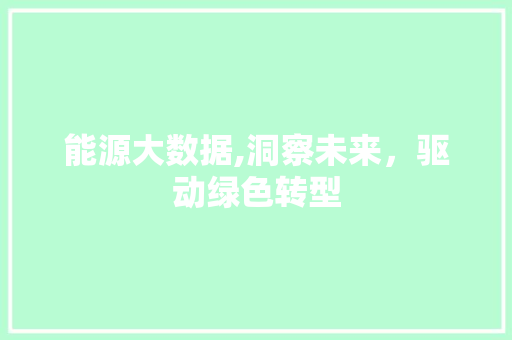 能源大数据,洞察未来，驱动绿色转型 搜狗SEO