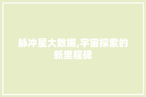 脉冲星大数据,宇宙探索的新里程碑 GoogleSEO