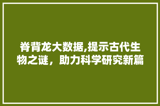 脊背龙大数据,提示古代生物之谜，助力科学研究新篇章 搜狗SEO